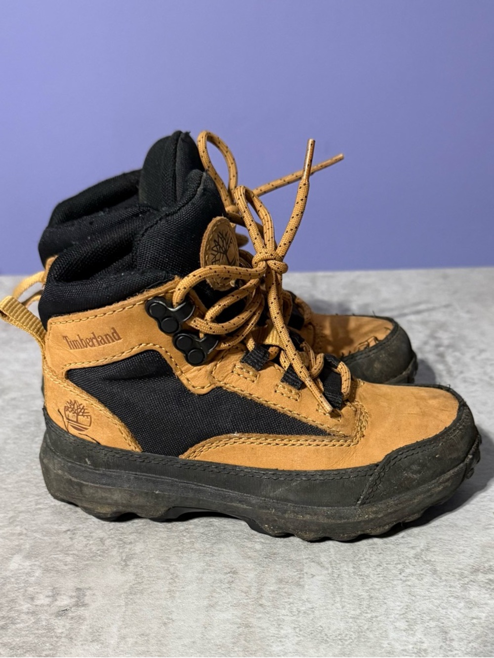 Timberland Kids Tan and Black Lace-Up Hiking Boots